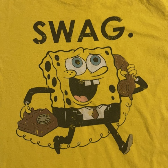 Licensed Nickelodeon Spongebob Squarepants SWAG. Men’s Medium Distressed Tee - Picture 2 of 8